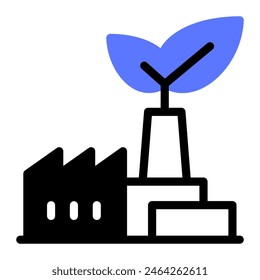 This Green factory icon is suitable for Eco friendly consumption, Ecology, and Renewable Energy