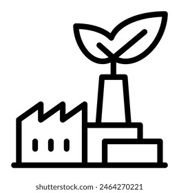 This Green factory icon is suitable for Eco friendly consumption, Ecology, and Renewable Energy