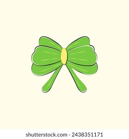 This is a green hand-drawn style bow. This may be used as a hair, flower ribbon, for gift boxes bow or in different banners.