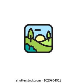 This green hill vector app icons logo would suitable with your content