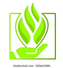 This is a green logo for company based on fire, energy and green nature. 