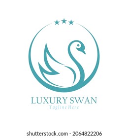 this is a green luxury concept swan vector logo