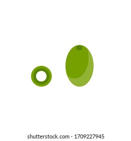 This is green olives isolated on white background. Vector illustration.