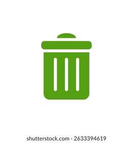 This green trash bin icon wonderfully embodies an ecofriendly approach to waste disposal and recycling methods, emphasizing the vital importance of sustainability and nurturing care for our planet
