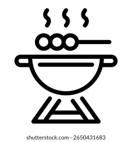This Grill icon is suitable for Camping, Outdoor Activity, Summer Vacation, etc
