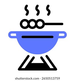 This Grill icon is suitable for Camping, Outdoor Activity, Summer Vacation, etc