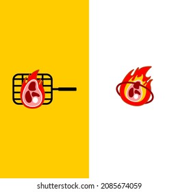 This grilled or grilled meat logo design is suitable for a food business with a beef menu
