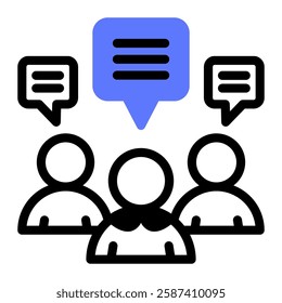 This Group discussion icon is suitable for Business Motivation, Business Improvement, etc.