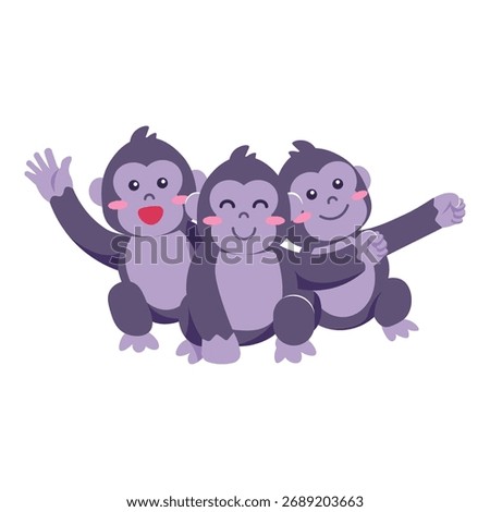 This group of gorillas illustration is suitable for animal especially Gorilla.