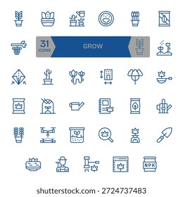 Este paquete de iconos Grow incluye 35 Vectores de línea regular, perfectos para mejorar las interfaces digitales.