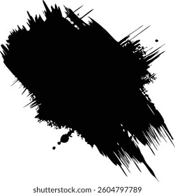 This grunge brush stroke vector features a bold, rough ink splash with a distressed texture, perfect for adding an artistic and edgy touch to any design. Ideal for backgrounds, posters, banners, brand