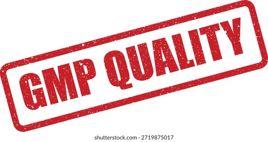 Este carimbo vermelho grunge enfatiza a adesão aos padrões de qualidade das Boas Práticas de Fabricação. Perfeito para materiais de certificação.