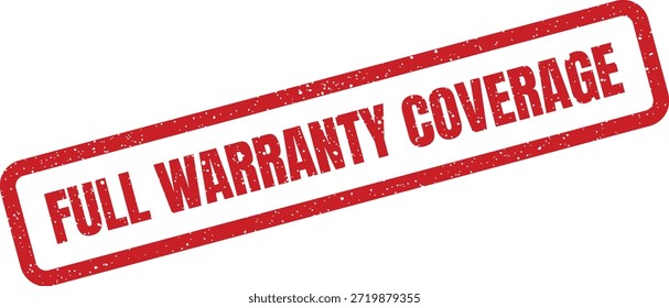 Este sello de goma grunge indica una cobertura completa de la Garantía, asegurando a los compradores una protección integral. Excelente para el embalaje del producto o garantías de servicio.