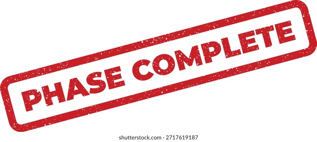 Este sello de goma de estilo grunge significa una fase completada en la gestión de negocios o proyectos. Ideal para marcar hitos y logros.
