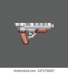 este es un icono de arma en píxeles con color sencillo y fondo negro, este artículo es bueno para presentaciones, pegatinas, iconos, diseño de camisetas, activos de juego, logotipo y su proyecto.