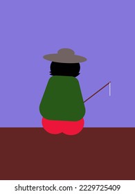 Este tipo está pescando como hobby.