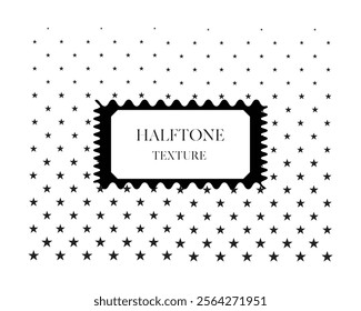 This is a halftone design featuring a pattern of black stars arranged in a gradient effect. The stars are densely packed at the bottom of the design, gradually becoming more sparse and smaller