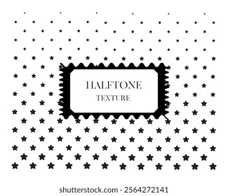 This is a halftone design featuring a pattern of black stars arranged in a gradient effect. The stars are densely packed at the bottom of the design, gradually becoming more sparse and smaller