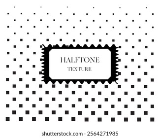 This is a halftone design featuring a pixelate pattern shapes arranged in a gradient effect. The shapes are densely packed at the bottom of the design, gradually becoming more sparse and smaller