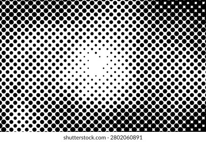 This is a halftone texture background featuring a gradated dot pattern in black and white. 