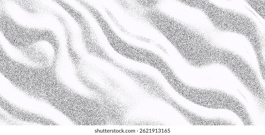 This halftone texture depicts flowing water patterns, creating a soft and visually engaging effect. The black and white design adds depth, suitable for various creative applications.