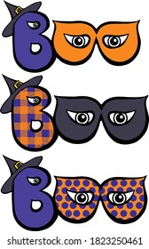 This halloween design cleverly hides their identity behind a mask. This design features the word boo in the shape of mask, wearing a with's hat. 
 svg