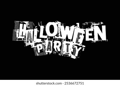 this is a Halloween Party vector art design black and white