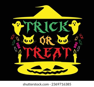 this is a halloween t shirt design.this design text im include trick or treat.