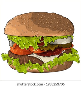 This is hamburger artwork that you can decorate your food menu 