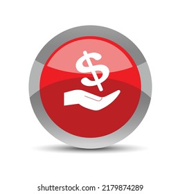 Este es un símbolo de ilustración vectorial de mano y dólar. Símbolo del beneficiario de pago EPS 10