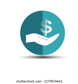 This is a hand and dollar vector illustration symbol. Payment payee symbol EPS 10