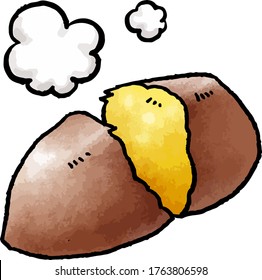 This is a hand drawn vector illustration of baked potato.