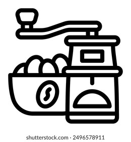 This Hand grinder icon is suitable for coffee, coffee shop, beverage, etc.