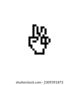 this is a hand icon in pixel art with black color and white background ,this item good for presentations,stickers, icons, t shirt design,game asset,logo and your project.