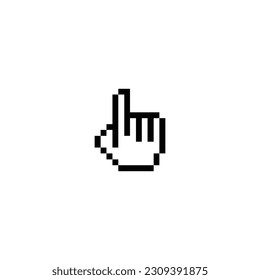 este es un icono de mano en el arte de píxeles con color negro y fondo blanco, este elemento es bueno para presentaciones, pegatinas, iconos, diseño de camisetas, activo de juego, logotipo y su proyecto.
