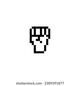 this is a hand icon in pixel art with black color and white background ,this item good for presentations,stickers, icons, t shirt design,game asset,logo and your project.