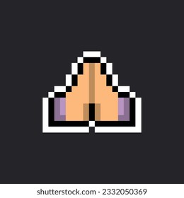 este es un icono de mano en píxeles con color sencillo y fondo negro este elemento es bueno para presentaciones, pegatinas, iconos, diseño de camisetas, activo de juego, logotipo y su proyecto.