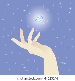 This is a hand that catches a snowflake.