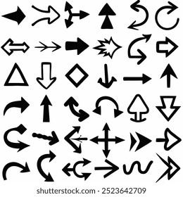This hand-drawn arrow vector set includes creative and unique designs for navigation, decoration, and artistic projects. Ideal for digital artwork, illustrations, and graphic design elements.