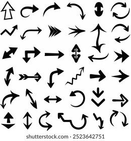 This hand-drawn arrow vector set includes creative and unique designs for navigation, decoration, and artistic projects. Ideal for digital artwork, illustrations, and graphic design elements.