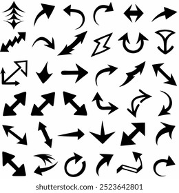 This hand-drawn arrow vector set includes creative and unique designs for navigation, decoration, and artistic projects. Ideal for digital artwork, illustrations, and graphic design elements.