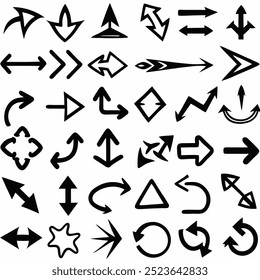 This hand-drawn arrow vector set includes creative and unique designs for navigation, decoration, and artistic projects. Ideal for digital artwork, illustrations, and graphic design elements.