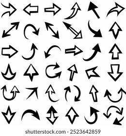 This hand-drawn arrow vector set includes creative and unique designs for navigation, decoration, and artistic projects. Ideal for digital artwork, illustrations, and graphic design elements.