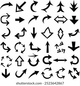 This hand-drawn arrow vector set includes creative and unique designs for navigation, decoration, and artistic projects. Ideal for digital artwork, illustrations, and graphic design elements.