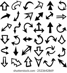 This hand-drawn arrow vector set includes creative and unique designs for navigation, decoration, and artistic projects. Ideal for digital artwork, illustrations, and graphic design elements.