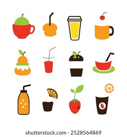 This hand-drawn beverage vector set includes coffee, tea, and drinks illustrations, perfect for cafes, menus, and creative projects looking for a vintage and artistic touch.