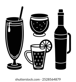 This hand-drawn beverage vector set includes coffee, tea, and drinks illustrations, perfect for cafes, menus, and creative projects looking for a vintage and artistic touch.