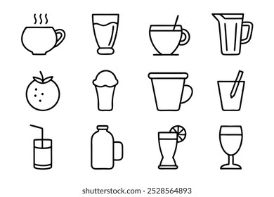 This hand-drawn beverage vector set includes coffee, tea, and drinks illustrations, perfect for cafes, menus, and creative projects looking for a vintage and artistic touch.