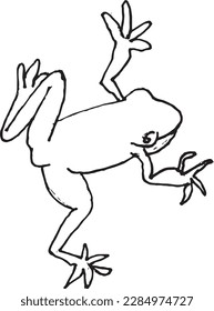 This hand-drawn frog icon vector illustration is a charming addition to any design project. With it intricate detailing and delicate lines, this whimsical illustration captures the playful personality