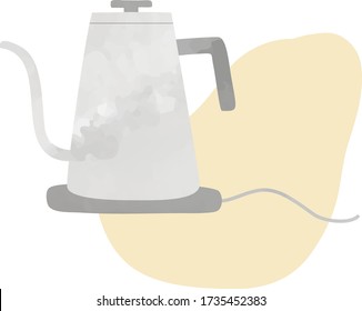 Dies ist eine handgezeichnete Abbildung eines elektrischen Wasserkochers. (Wasserfarben)